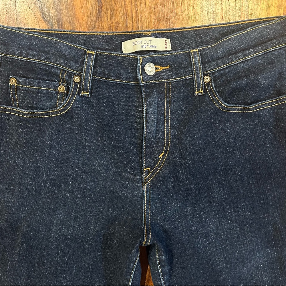 Levi Strauss 515 Bootcut size 10 long Dark Wash Jeans - Picture 11 of 14